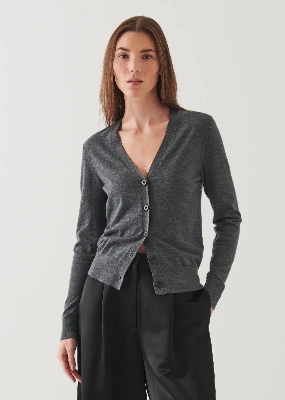 Superfine Merino Cardigan Herringbone Houndstooth Plaid