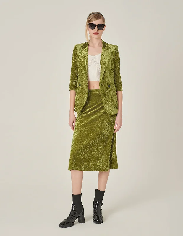 MARYLING Olive Green Velvet Blazer Women's Fashion Blazer