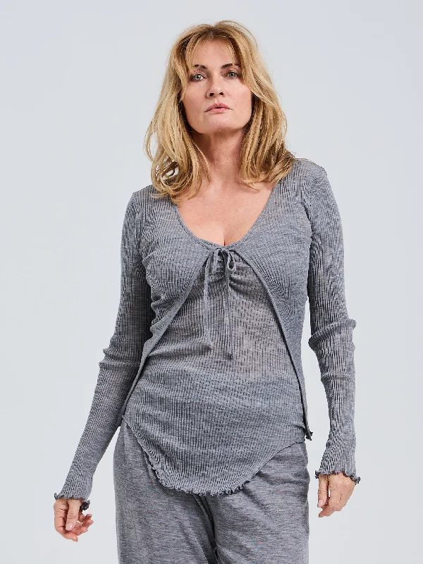 Woolen Cardigan | Merino wool - Grey Melange Lightweight Heavyweight Midweight