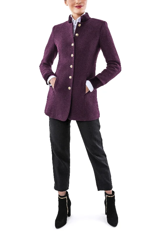 Long blazer from grape coloured authentic Austrian broadcloth Women's Leather Blazer