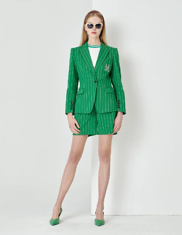 MARYLING spring green bottom white stripe blazer Women's Premium Blazer