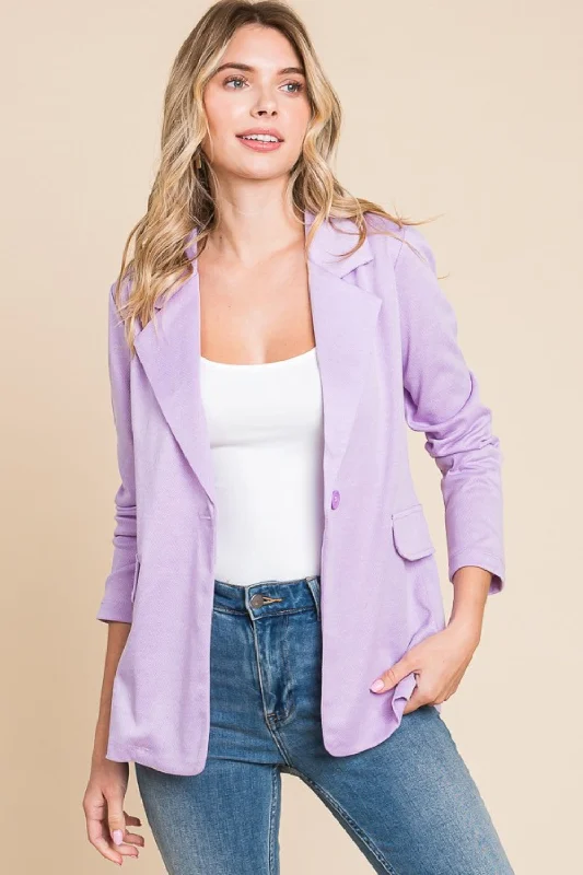 Button Up Long Sleeve Slit Blazer Women's Wedding Blazer