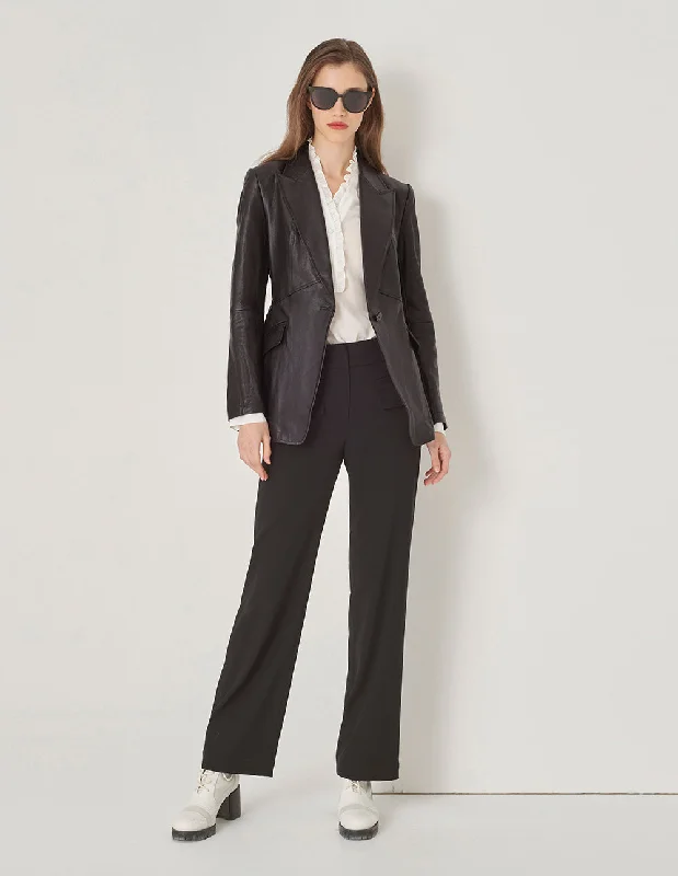 MARYLING Peak Lapel Single-Button Lambskin Blazer Women's Classic Blazer