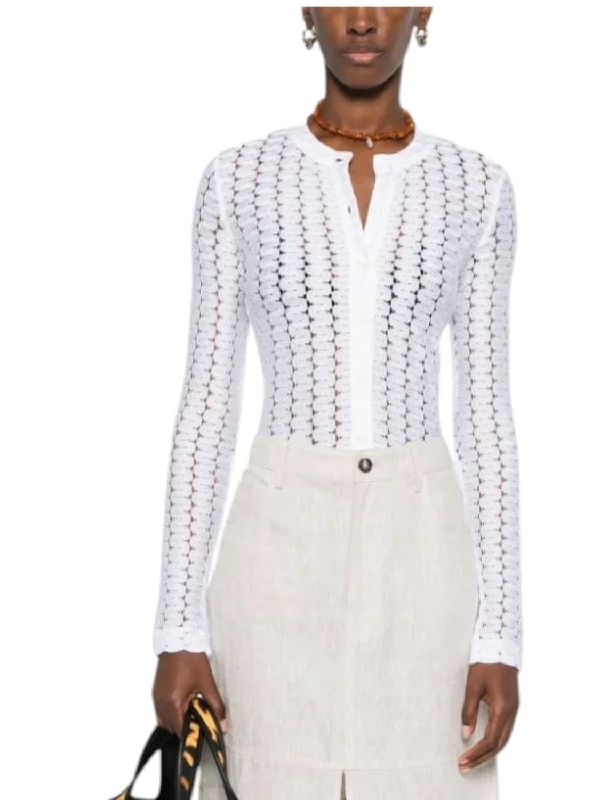 Zigzag Pattern Cardigan In Brilliant White Elasticated Padded Insulated