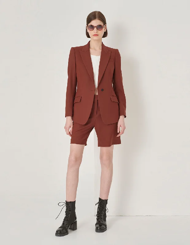 MARYLING Brick Red Wool Button-Down Blazer Women's Vintage Suit