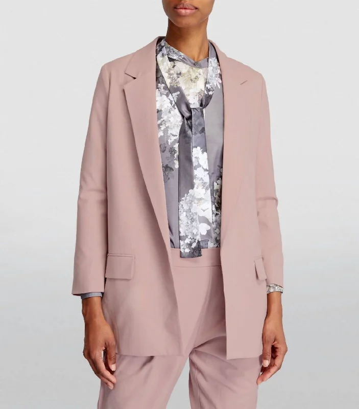 Aleida Long Sleeve Dusty Tri Blazer In Pink Plus Size Women's Coat