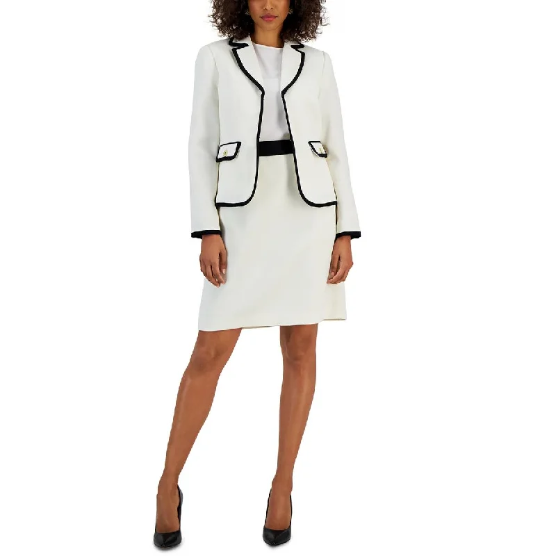 Womens Contrast Trim Business Open-Front Blazer Women's Custom Jacket