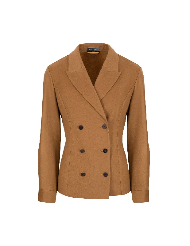 MARYLING Camel Lapel Double-Breasted Blazer Women's Trendy Jacket