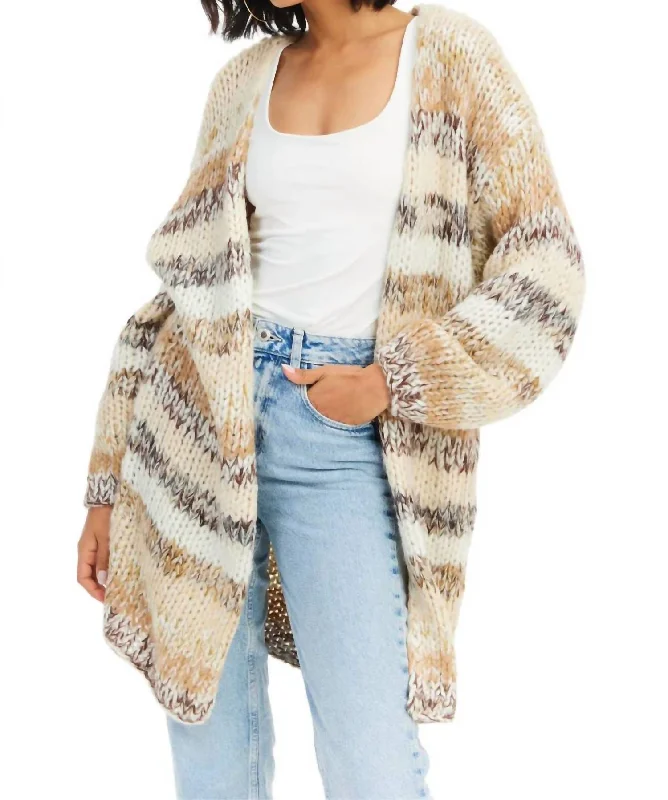 Jodie Cardigan In Multi Ivory Layered Multi-layer Single Layer