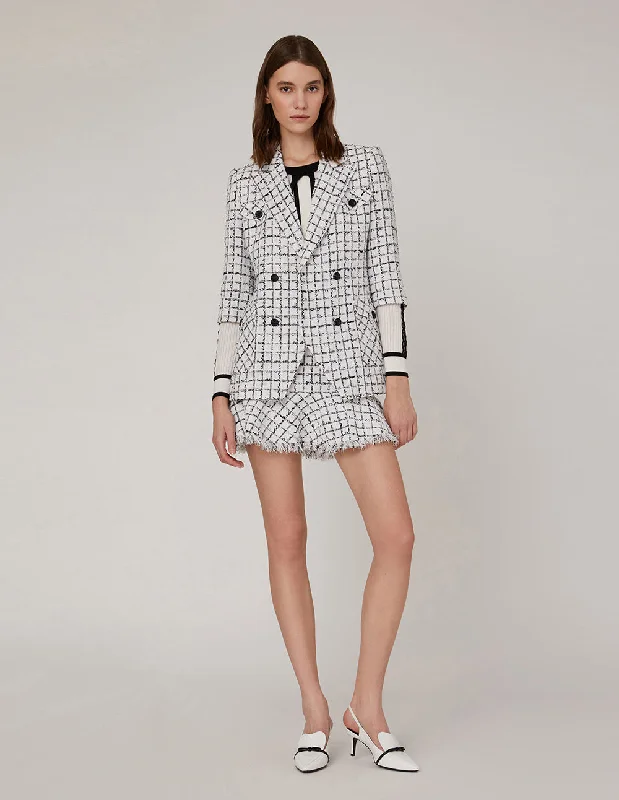 MARYLING CHECKED DOUBLE-BREASTED TWEED BLAZER Women's Print Jacket