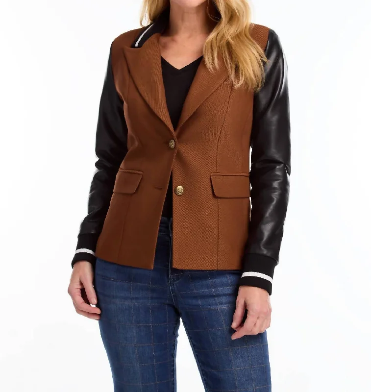 Mixed Media Blazer In Espresso Women's Pencil Blazer