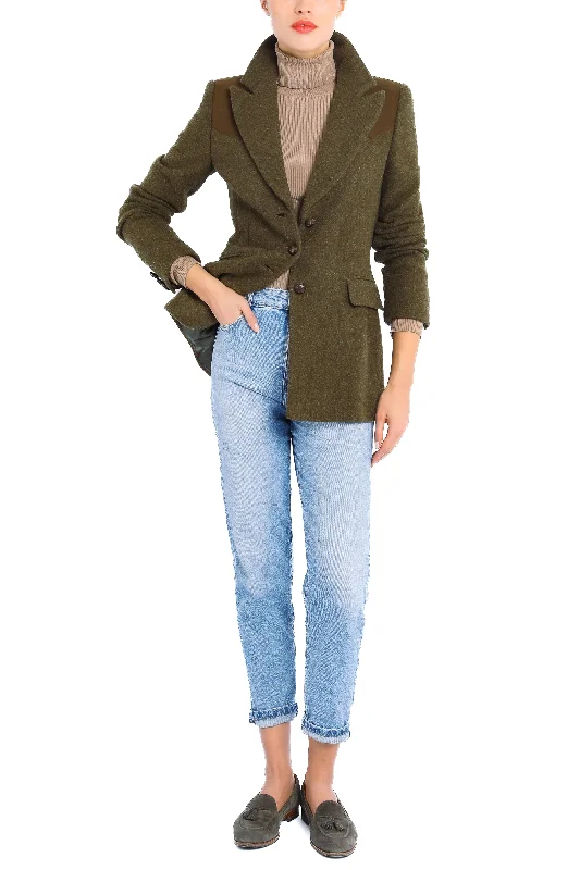 Blazer from olive shetland-tweed Women's Warm Suit