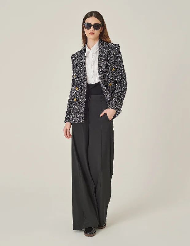 MARYLING Lapel Long-Sleeve Tweed Double-Breasted Blazer Women's Daily Blazer