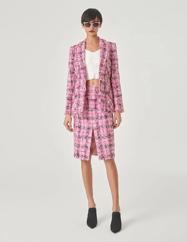 MARYLING Checked Tweed Blazer Women's Daily Blazer