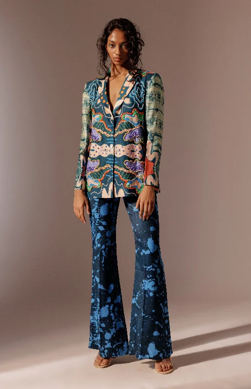 Echo Embroidered Blazer Set Women's Patchwork Suit