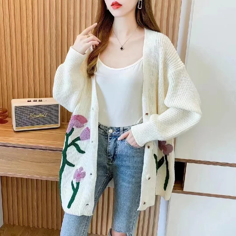 Fashionable Knitted Cardigan Top Women Fleece Fabric Down Fabric Feather Fabric