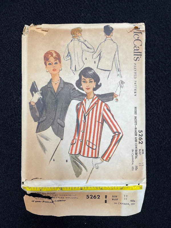 1959 McCall's 5262 Sewing Pattern - Single Breasted Blazer Women's Trendy Jacket