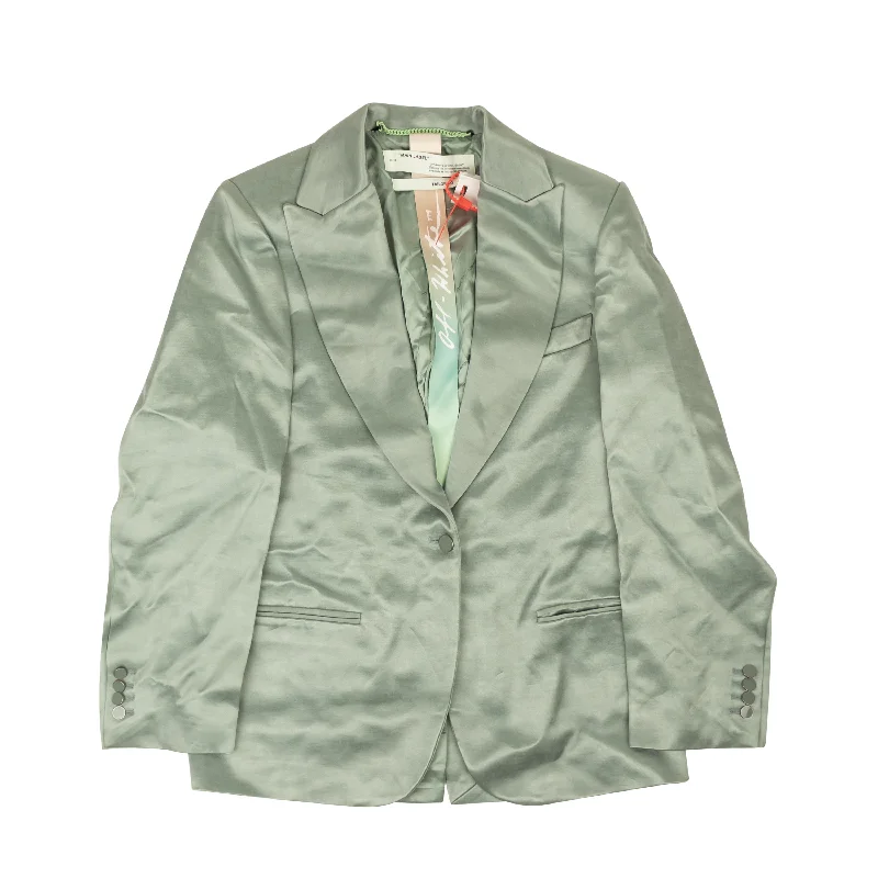 Off-White C/O Virgil Abloh Mint Satin Boyfriend Blazer - Green Women's Elegant Suit