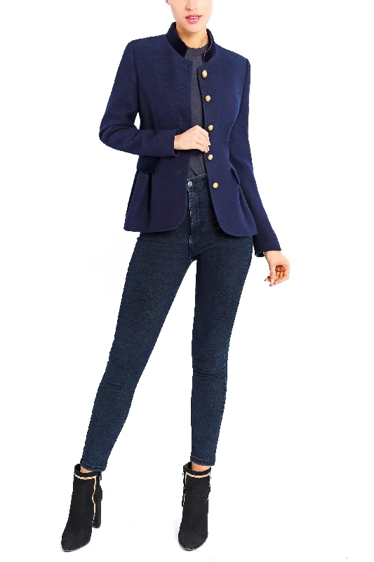 Peplum blazer from Austrian wool broadcloth in navy Women's Lightweight Blazer