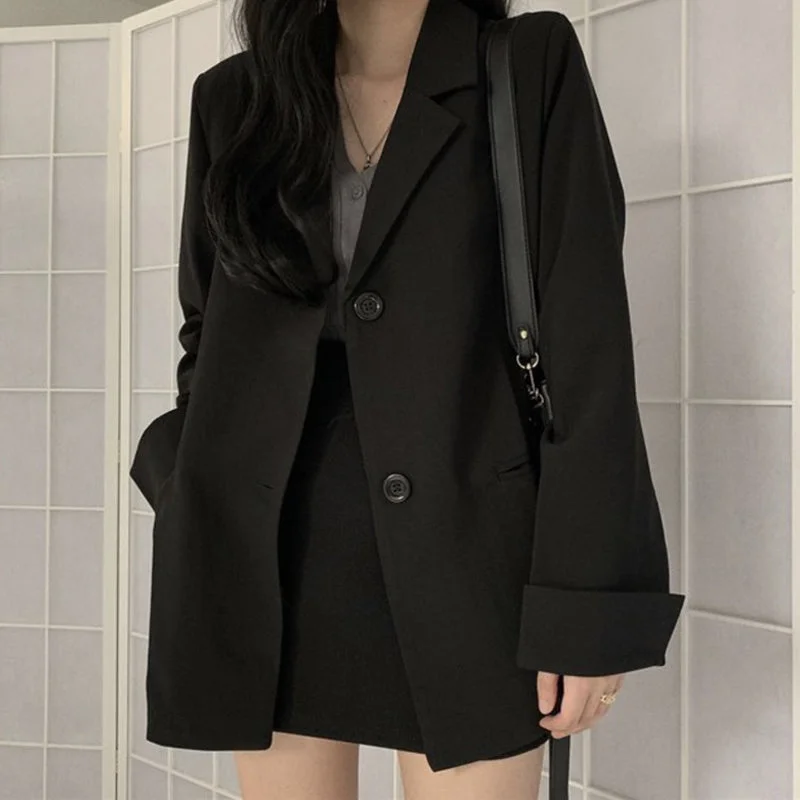 Formal Black Blazer Skirts Suit Workwear 2020 Notched Casual Blazer Coat+Short Bodycon Skirt Spring 2 Piece Set For Women Women's Short Blazer