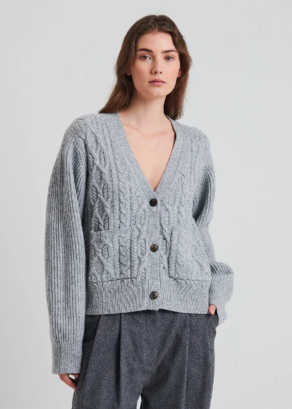 Wool Blend Cable Cardigan Layered Multi-layer Single Layer