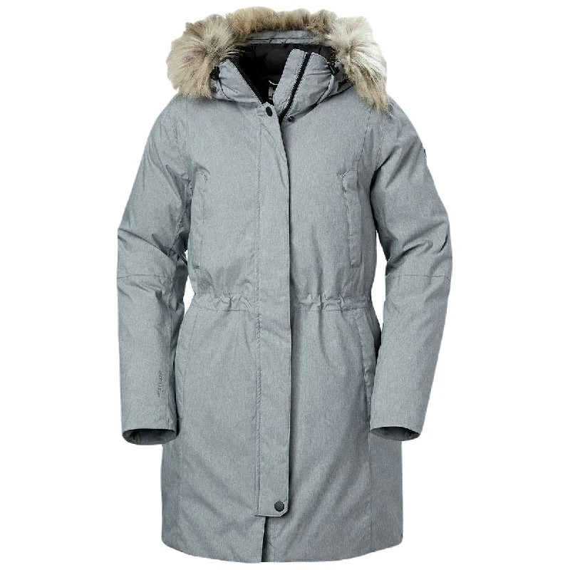 Helly Hansen Women's Grey Melange Senja Insulated Winter Parka Longline Oversized Parka Coat