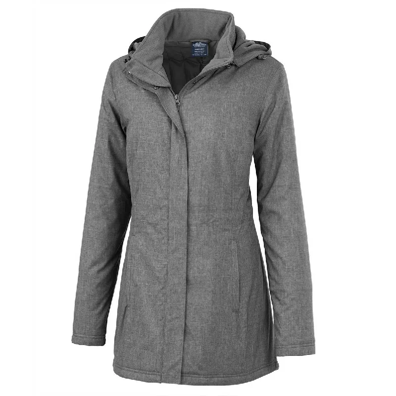 Charles River Women's Grey Melange Journey Parka Stylish Cinched-Waist Parka