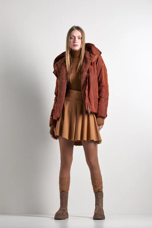 Bomboogie Parka da donna corto in nylon riciclato Foderato in Sherpa JW7630T TMSB 94 brick Trendy Oversized Long Parka