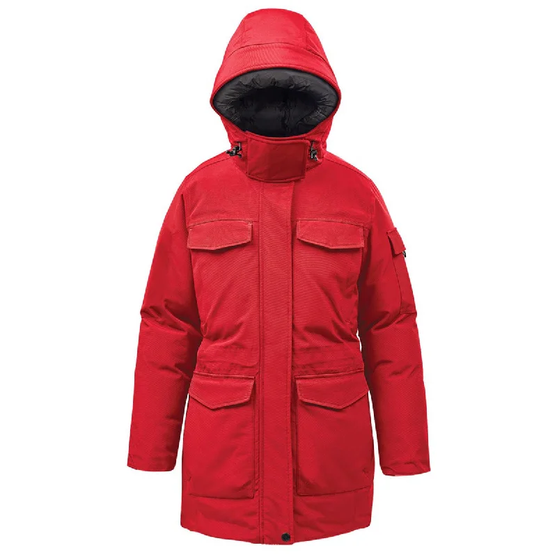 Stormtech Women's Red/Black Denali Parka Trendy Fur-Lined Parka