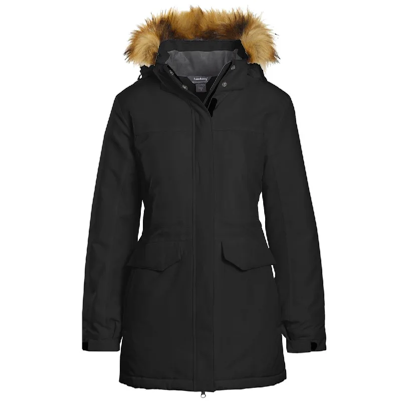 Landway Women's Black Providence Insulated Parka with Faux Fur Quilted Water-Resistant Parka