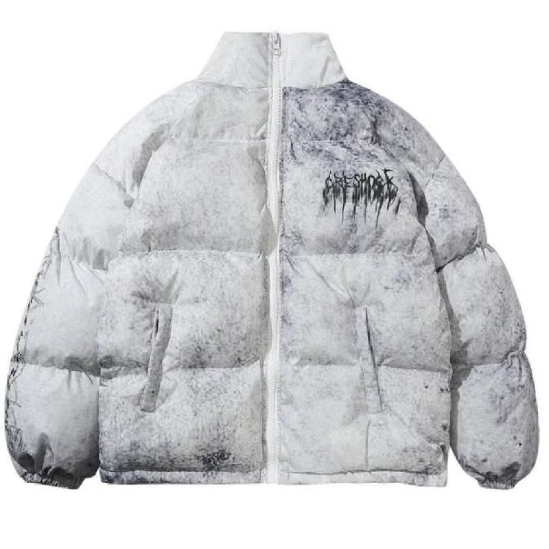 Winter College Graffiti Padded Parka Heavy-Duty Winter Parka