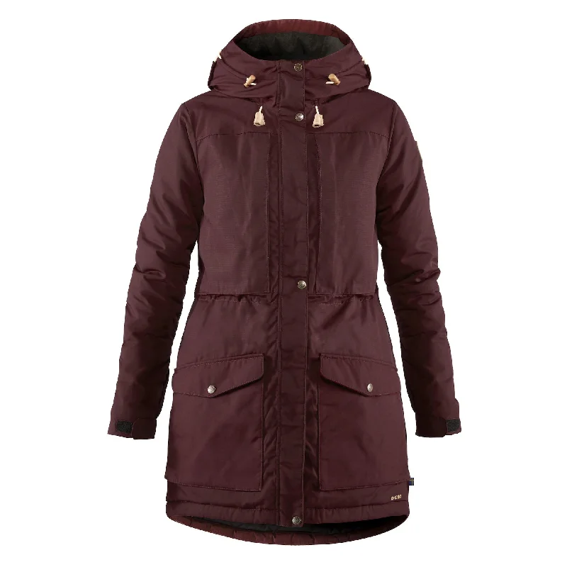 Womens Singi Wool Padded Parka - Dark Garnet Thermal Winterproof Parka Coat