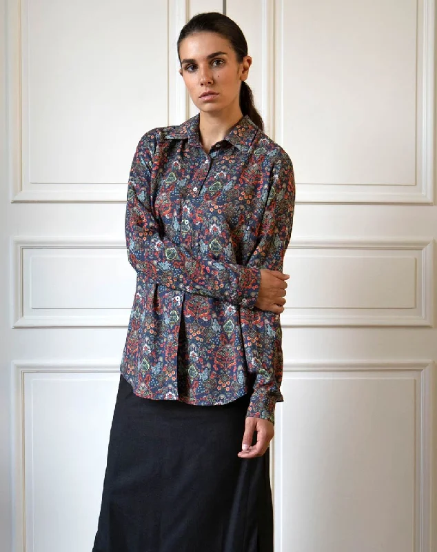 Zalabis Floral Shirt Blue Fleece Nylon Spandex