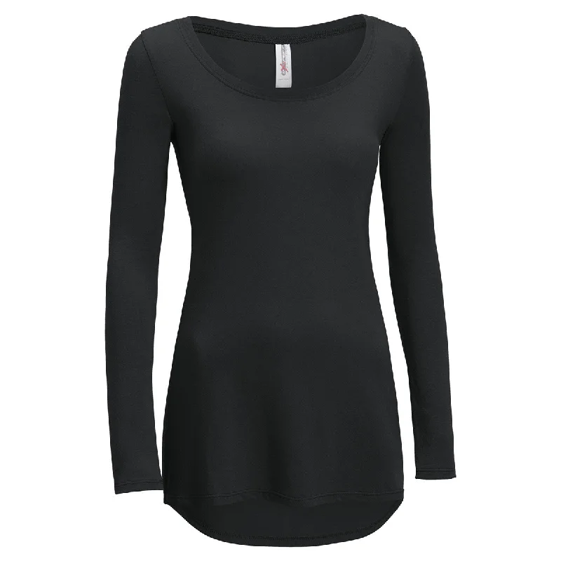 Expert Women's Black TriTec Long Sleeve Scoop Neck Tee Spandex Blend Rayon Blend Denim Blend