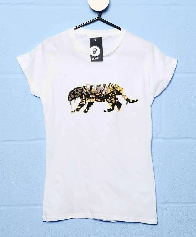 Banksy Tiger Fitted Womens T-Shirt Ribbed Striped Patterned