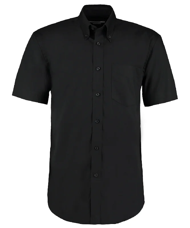 Black - Corporate Oxford shirt short-sleeved (classic fit) Collared Crew Neck Turtle Neck