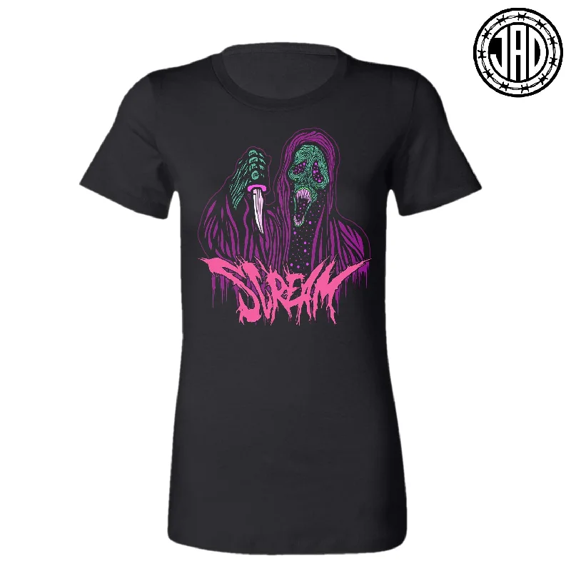 Black Scream Ghoul - Women's Tee Fleece Nylon Spandex