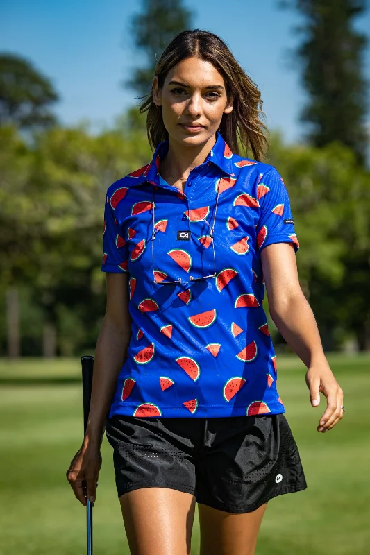 CA Ladies Funky Golf Shirt | Royal Watermelons Elasticated Padded Insulated