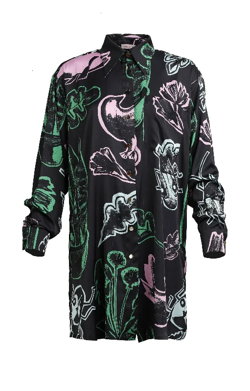 Chamonix Oversized Long Shirt Totem Green Nylon Fabric Polyester Fabric Spandex Fabric