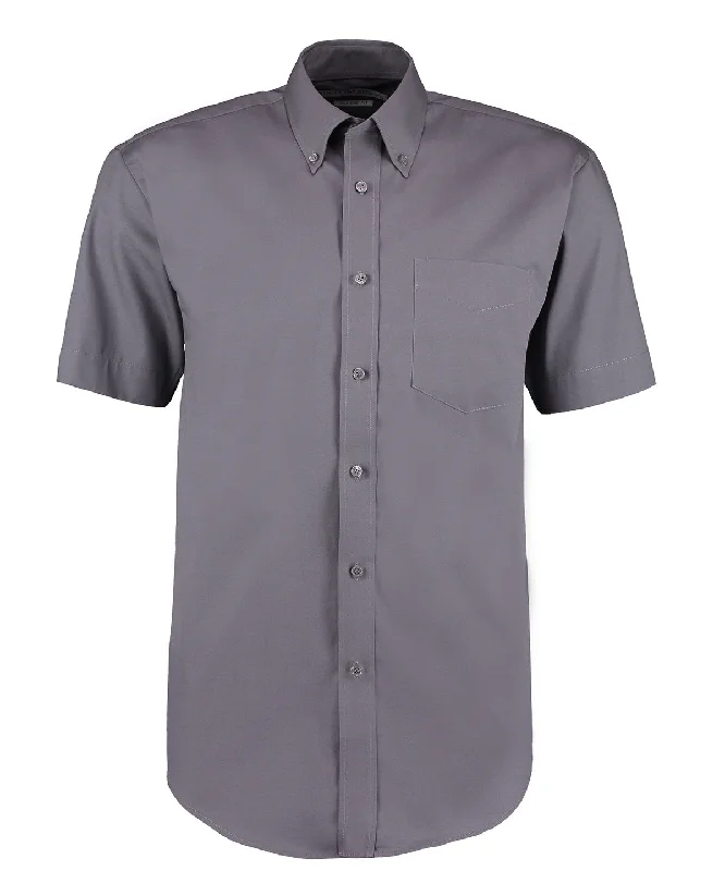 Charcoal - Corporate Oxford shirt short-sleeved (classic fit) Mesh Fabric Canvas Fabric Denim Fabric