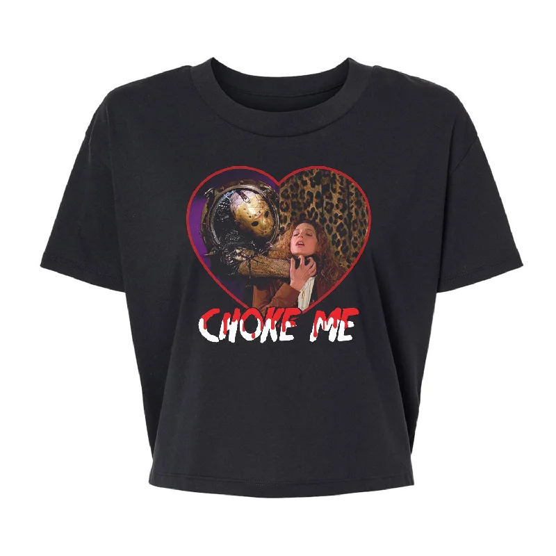 Choke Me Jason - Alternative Women's Crop Tee Satin Blend Silk Blend Wool Blend