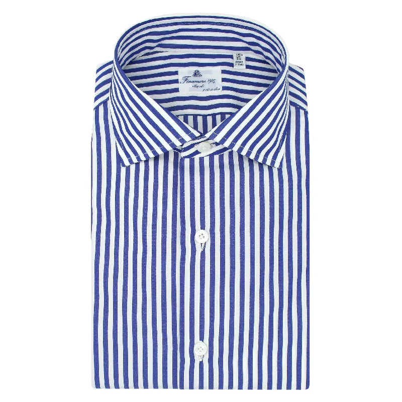 Classic Napoli 170 a due striped blue shirt. Egyptian giza cotton 45 Anti-Shrink Durable Soft