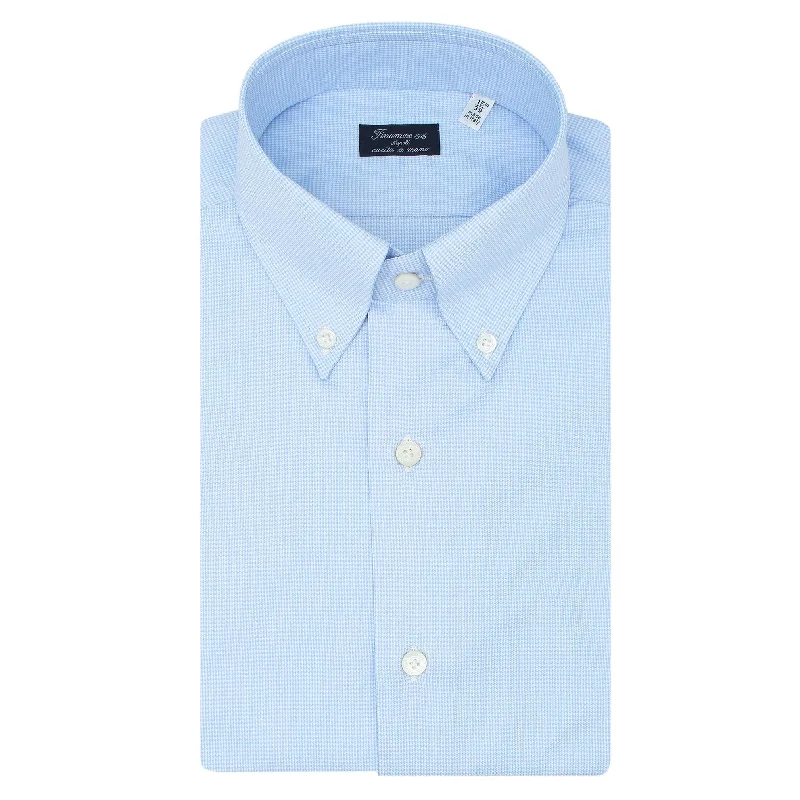 Classic regular Naples shirt in light blue royal cotton twill Boxy Fit Fitted Loose