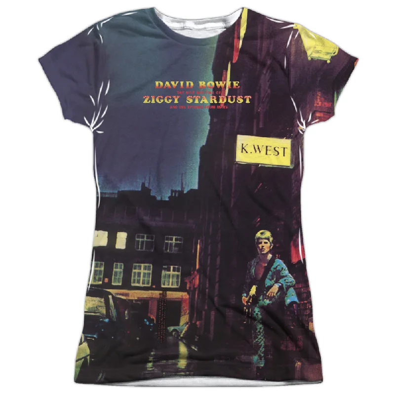 David Bowie Ziggy Star Dust Junior's 100% Polyester Cap-Sleeve T-Shirt Casual Formal Business