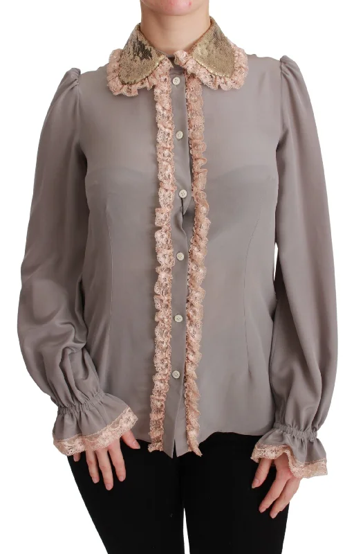 Elegant Silk Blend Sequin Collar Shirt Houndstooth Herringbone Solid