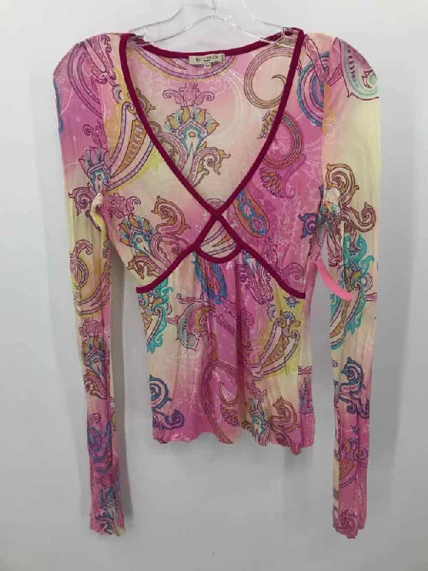 Pre-Owned Etro Pink Size 42 Printed T-shirt Rayon Velvet Corduroy