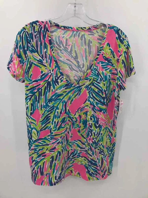 Pre-Owned Lilly Pulitzer Blue Size Medium T-shirt Welt Pockets Slit Pockets