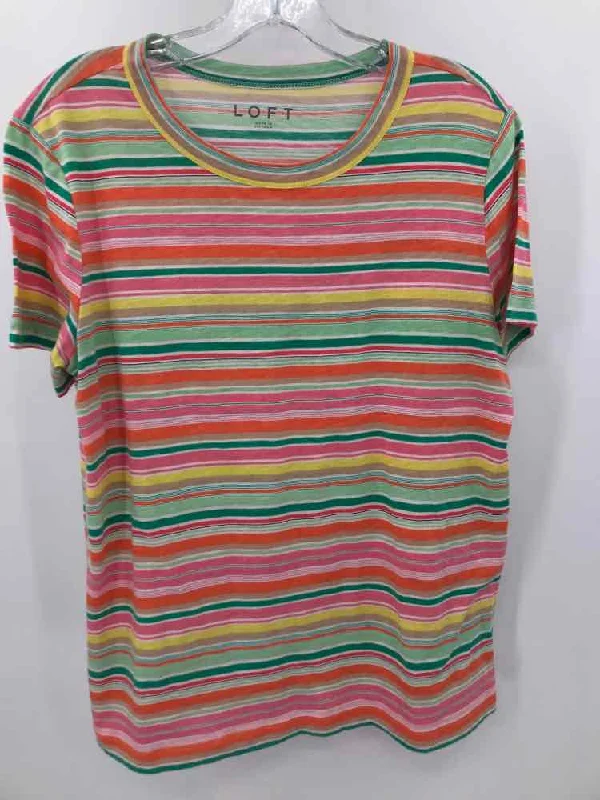 Pre-Owned Loft Orange Size Medium Stripe T-shirt Rayon Velvet Corduroy