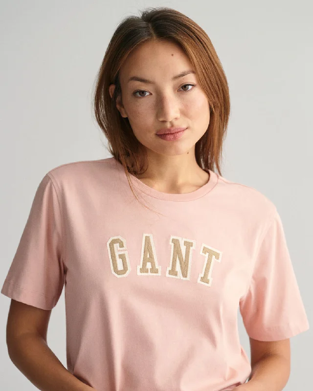 Logo Crew Neck T-Shirt - Autumn Sunset/Dusty Rose Front Pockets Side Pockets Patch Pockets