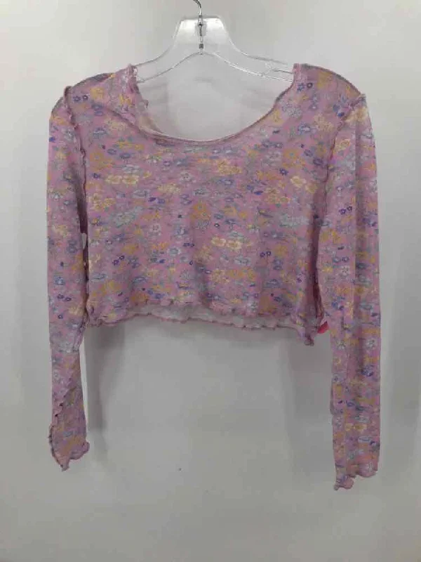 Pre-Owned Love Shack Fancy Purple Size XS Floral Cropped T-shirt Polka Dot Checkered Tartan